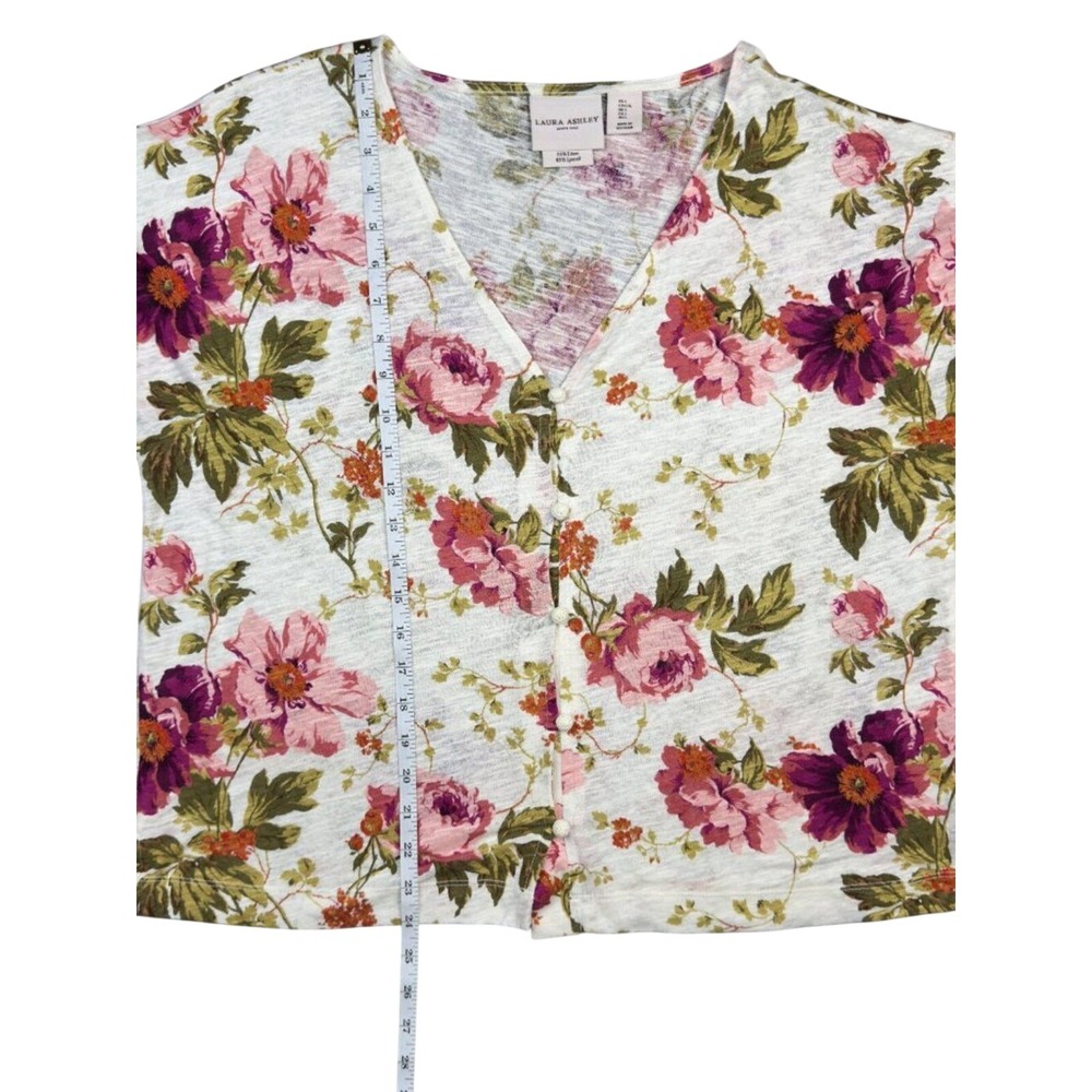Laura Ashley Linen Floral Top L